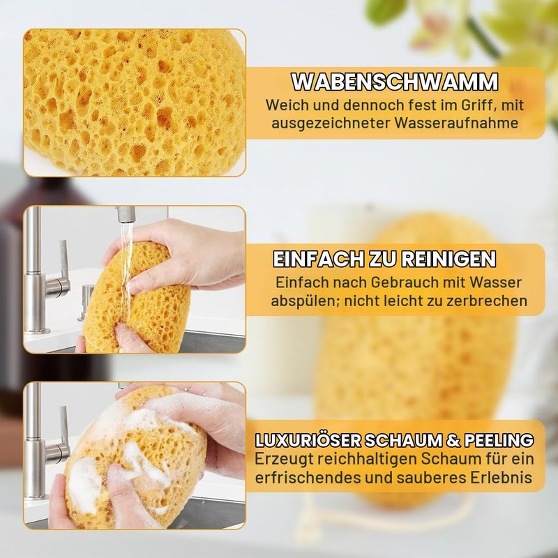 Flintronic Pack of 2 Bath Sponge, Large Natural Sponge for