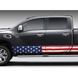 American Flag Distressed Wood Vintage Rocker Panel Graphic Decal Wrap Kit for Truck SUV (8 inches x 22 feet)