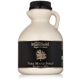 Mansfield Maple Certified Organic Pure Vermont Maple Syrup in Plastic Jug Grade A Amber Rich, Pint