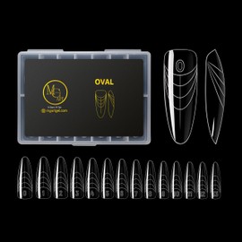 MGart Dual Forms â€“ OVAL Shape, Reusable Nail Extension Forms for Builder/Hard Gel & Polygel, Ultra-Thin Cuticle Edge, Clear, Professional Salon Quality, 140 pcs Sizes 0â€“14