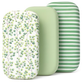 3-Pack Organic Fitted Bassinet Sheets, Compatible with Halo, Snoo, Graco, Dream On Me, Delta, and Other Standard Size Bassinets - Fits Oval, Hourglass, & Rectangle Shapes (Size 32 x 16 x 4 Inches)