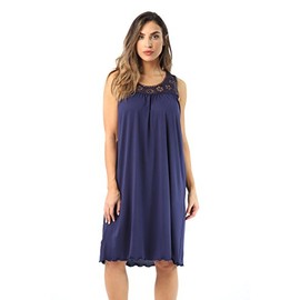 Dreamcrest 1541B-Navy-L Nightgown/Women Sleepwear/Sleep Dress