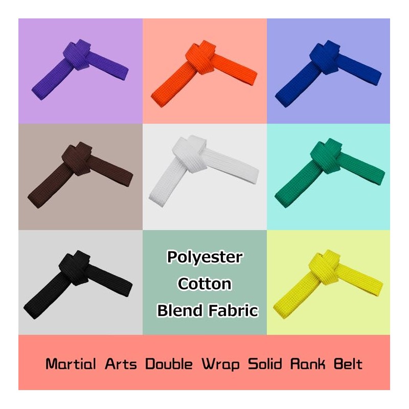 TopTie Karate Taekwondo Belt, Martial Arts Double Wrap Solid Rank