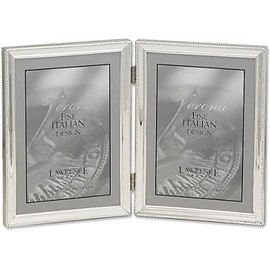 Lawrence Frames Verona Collection 5 x 7-Inch Metal Silver Hinged Double Picture Frame with Beads (11657D)