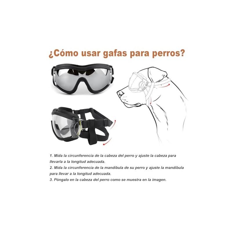 Gafas De Sol para Perros, Protección Ocular UV, Viento y