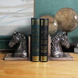 JHNIF A Pair of Resin Animal Bookends. Brown Horse Head Shape