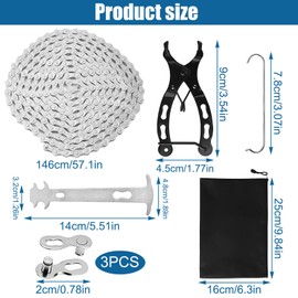 Bicycle Chains, 1/2 x 3/32 Inch 116 Links, 6/7/8 Speed Bicycle Chain, Tool with Chain Lock Pliers Chain Breaker and 3 Pairs Chain Lock Bicycle Chains for Mountain Bike