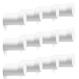 bsdonte 12 Pack Wood Wall Hooks, Modern Decorative Coat Hooks Wall Mounted, Handmade White Hat Hooks Heavy Duty Entryway Wall Hangers for Hanging Towels Robes Purses (White)