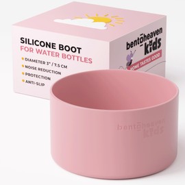 Bentoheaven Silicone Water Bottle Boot - Noise & Scratch Protector Sleeve for 3-inch Diameter Bottles, Tumbler & Cup (17-40 oz), Bottom Protective Bumpers, Water Bottle Accessories (Pink)