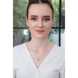 B. BRILLIANT Sterling Silver Peridot & Cubic Zirconia Oval Love Knot Leverback Earrings & Pendant Necklace Set