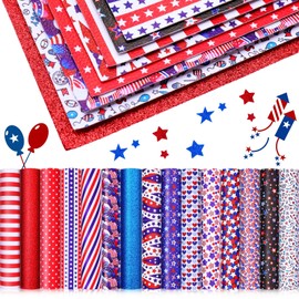 15 Pieces American Flag Faux Leather Sheets Glitter Sequins Synthetic Leather Sheets DIY Faux Leather Fabric for Independence Day Making Earrings Bows DIY Crafts (8.3 x 6.3 Inch)