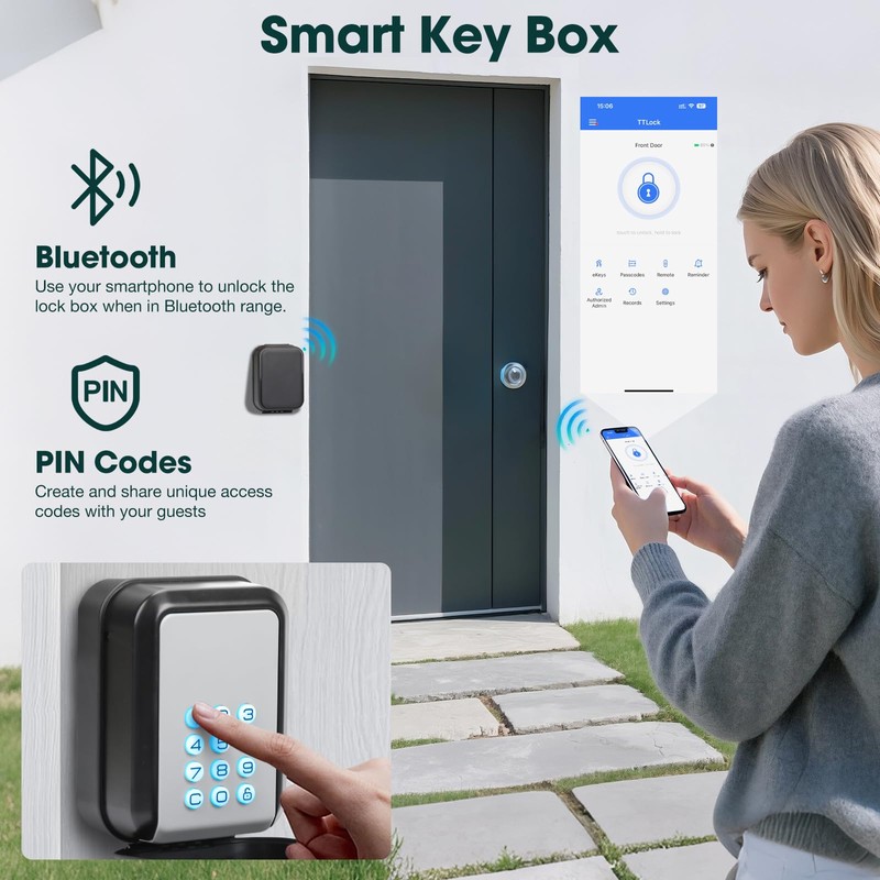 Thlevel Smart Key Lock Box Electronic Bluetooth Lock Box with