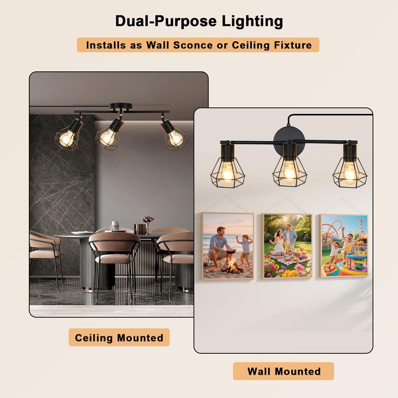 HiBay Track Lighting Plug in, 3-Light Directional Ceiling Light Fixture