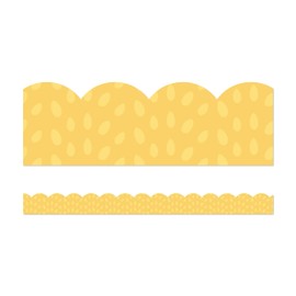 Carson Dellosa Grow Together 39Ft of Yellow Bulletin Board Borders, 13 Strips of Scalloped Trim for Rolling Whiteboard, Cork and Posterboard, Party, and Classroom Decor