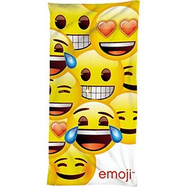 BERONAGE Emojie Smiley Bath Towel, 75 cm x 150 cm, 100% Cotton, Beach Towel, Sauna Towel, Bath Sheet, Emojis, Cuddly Soft, Matches Bed Linen