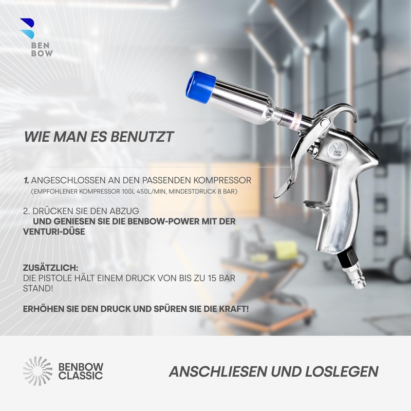 BenBow Classic Blow Gun with Venturi Nozzle and Protective Cap,