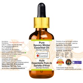 Greenwood Essential Pure Savory Winter Essential Oil (Satureja Montana) with Glass Dropper Steam Distilled 30ml (1 oz)