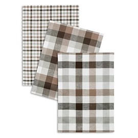 Triolino 3-er Pack Jacquard Geschirrtücher Küchentücher Halbleinen Karo sortiert