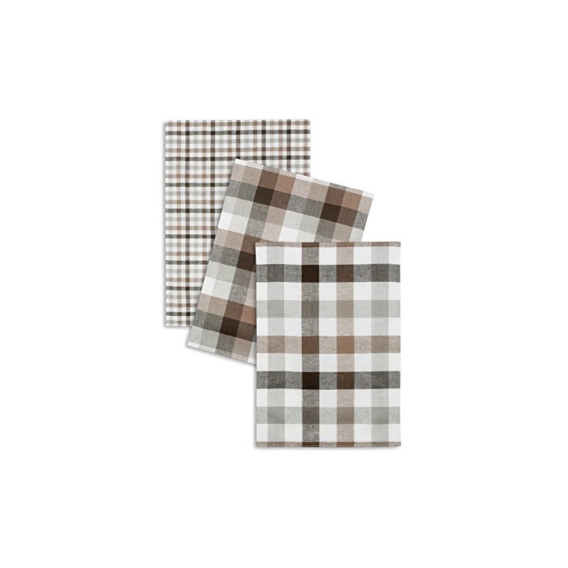 Triolino 3-er Pack Jacquard Geschirrtücher Küchentücher Halbleinen Karo sortiert