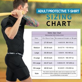 DGYAO Shoulder Protector Padded Comprssion T Shirt, Men's Rugby Safe Guard Top for Chest Rib Football Paintball Baseball L