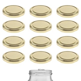 mikken 12 Lids TO 70/7.3 cm Pasteurisable for Jam Jars Twist-Off Replacement Lid Screw Lid for Jars Gold