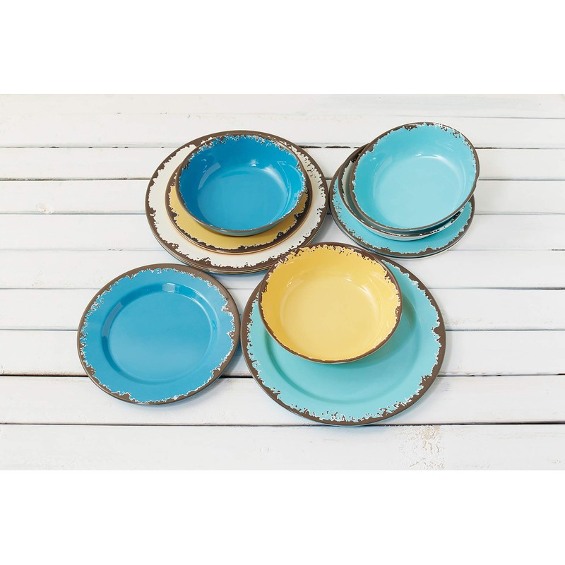 Fox Run Melamine Dinnerware Set, Multicolor, 12 Piece