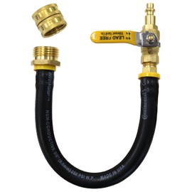 Winterize RV, Motorhome, Camper, Sprinkler, Faucets, Outdoor Plumbing: Air Compressor Quick-Connect Plug to Male Garden Hose Faucet Blowout with Female-to-Female Adapter, 14" Long, Lead-Free