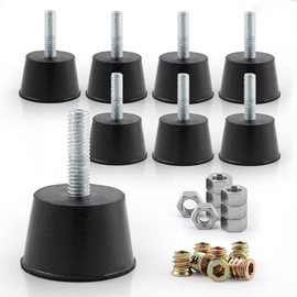 M6 - Pies niveladores de muebles de goma con rosca atornillada, niveladores de muebles ajustables para sillas, mesas, gabinetes, muebles de patio, paq