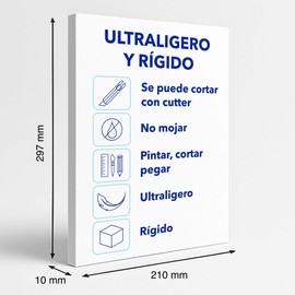 A4 White Feather Card - Pack of 4 x 10mm Foam Board Lightweight Rigid and Smooth for Crafts, Model Making, Exhibitions, Decoration (Thickness 10mm, A4-21x29.7cm)