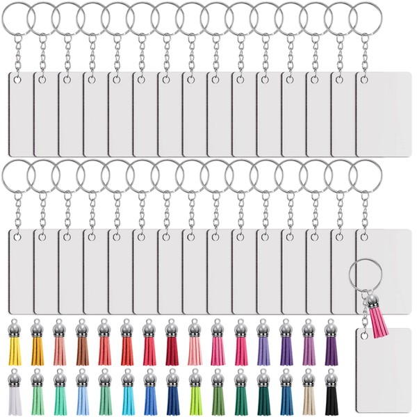 Duufin 120 Pcs Sublimation Keychain Blanks Tassels Set with 30
