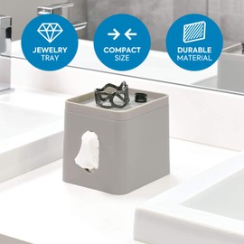 iDesign Cade Facial Tissue Box Cover, Boutique Box Bathroom Holder for Vanity, Countertops, Desk, Office, Dorm - Matte Gray