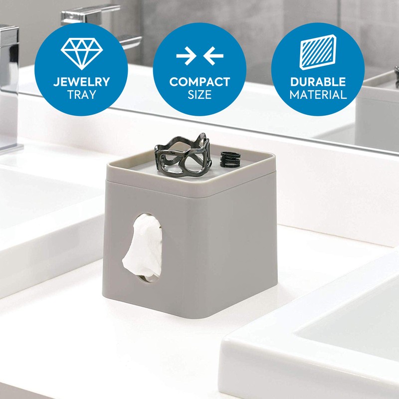 iDesign Cade Facial Tissue Box Cover, Boutique Box Bathroom Holder