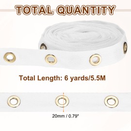 sourcing map 6 Yard Cotton Eyelet Trim with Grommets, 0.79 Inch Wide Eyelet Twill Tape for Sewing Garment Corset Shirt, White + Gold
