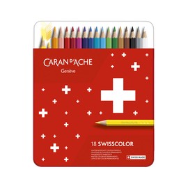 Caran d'Ache d'Ache Swisscolor 1284718 Metal Case with 18 Waterproof Coloured Pencils