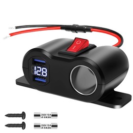 SUPRBIRD 12V 36W QC3.0 USB Anschlüsse 120W Zigarettenanzünder Steckdose mit LED-Voltmeter, Schaltern und Sicherung für 12V-24V Auto, LKW, Wohnmobil, Boot – Schnellladebuchse, KFZ Adapter