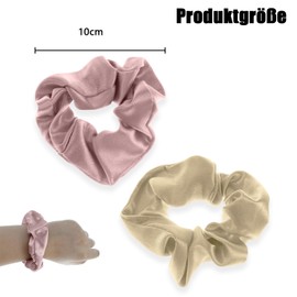 2 Stück Haargummis Seide Scrunchies Satin für Damen, Haargummi Weich Seidig Elastisch Silk für Damen Frauen und Mädchen, Champagner, Rosa