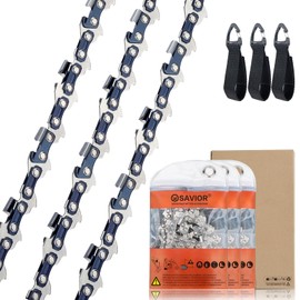 Savior 3-Pack Chainsaw Chain for 14 Inch Bar, 043" Gauge, 52 Links, 3/8" LP, Low-Kickback Saw Chain Compatible with Bosch AKE35S, Makita, Einhell, Husqvarna, Oregon and More (90PX052E)