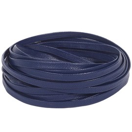 GORGECRAFT 5.5 Yards Litchi Grain PU Leather Strips, 5 mm Flat Leather Strap, 1 mm Thick, Double-Sided Lambskin Leather, Shiny Folding Leather Accessories for Jewellery Making, DIY Crafts, Navy Blue