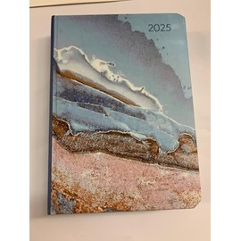 Daily Journal Style Blue Marble 2025 - Pocket Calendar A6 - Elephant - Day By Day - 352 Pages - Note Book - Alpha Edition