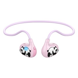 iDIGMALL Bluetooth 5.4 Kid Headphones, Open Ear Headphone w/Noise-Cancelling Mic for Children, 13g Ultra-Light Wireless Headset, Comfort-Fit for Phone Tablet Sports Home School,10H (Pink)