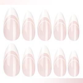 White Tip Almond Press On Nails