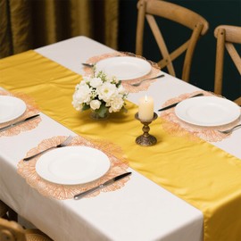 MuuXii Round Placemats Set of 4 Rose Gold Flower Tablemats Vinyl Metallic Place Mats Dining Table Setting Kitchen Table Mats for Wedding Party Holiday Decorative