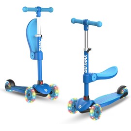 Gotrax KS3 Kids Kick Scooter, LED Lighted Wheels, Adjustable Height Handlebars and Removable Seat, Lean-to-Steer & Widen Anti-Slip Deck, 3 Wheel Scooter for Kids Ages 2-8 and up to 110 Lbs