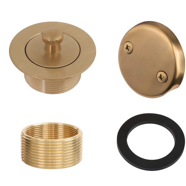100% Brass Lift and Turn Bathtub Drain Set w/Overflow Plate