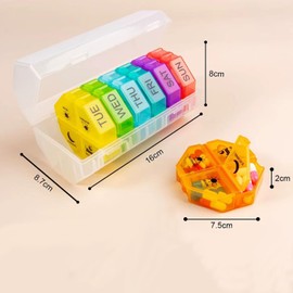 Weekly Pill Organizer 4 Time a Day，Pill Dispensers， Pill Box 7 Day with 28 Extra Large Compartments Portable Travel ，4 Times a Day Pill Case , for Medication/Vitamins/Fish Oils/Supplements (Transparent color)