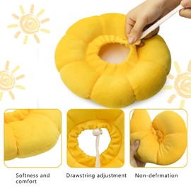 LuckyOpt Sunflower Cat Recovery Cone, Adjustable Pet Elizabethan Collar for Cats &Puppy, Soft Cone for Cats After Surgery to Stop Licking, Cat Neck Pillow for Sleeping, Easy to Clean (Yellow, L)