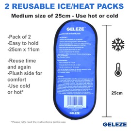 GELEZE x 2 Luxury Plush Ice Pack - Hot & Cold Compress for Injuries - Reusable Ice Heat Packs for Muscles, Back, Neck, Cramps, Swelling, Period (Rectangle - 25 cm)