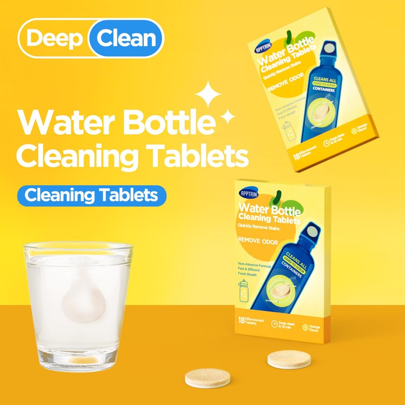 apptrin Water Bottle Cleaning Tablets, 18 Pack Bottle Clean Tablet
