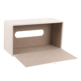 Mobestech Rectangular Tissue Box Cover Holder Elegant PU Leather Napkin Storage Case with Texture and Gold Trim Compact Desktop Tissue Organizer for Home Hotel Bathroom Vanity