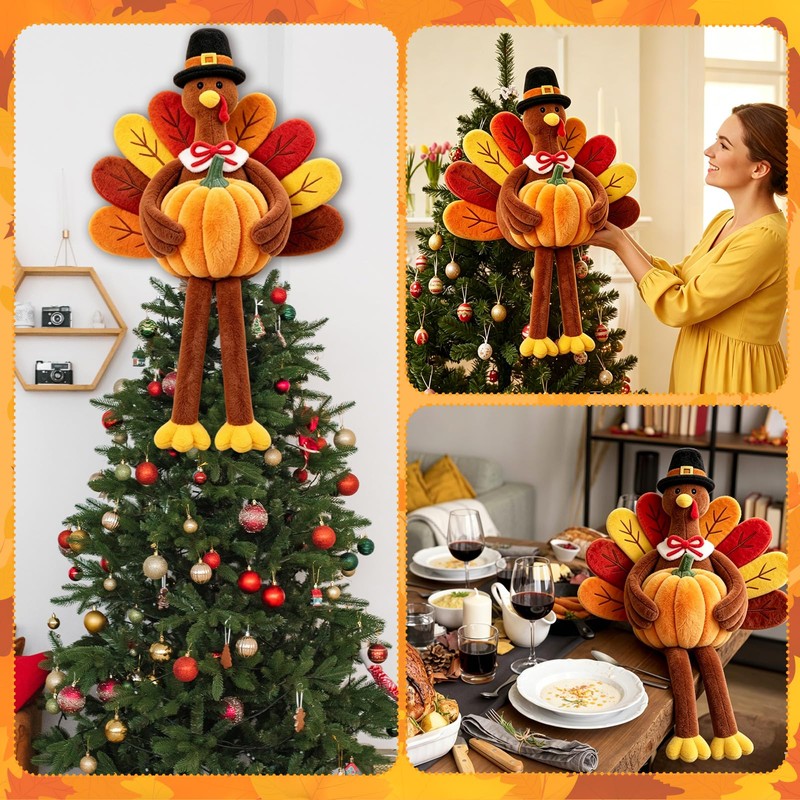 21 Inch Fall Tree Topper Thanksgiving Turkey Gnome Tree Topper